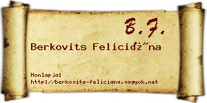Berkovits Feliciána névjegykártya